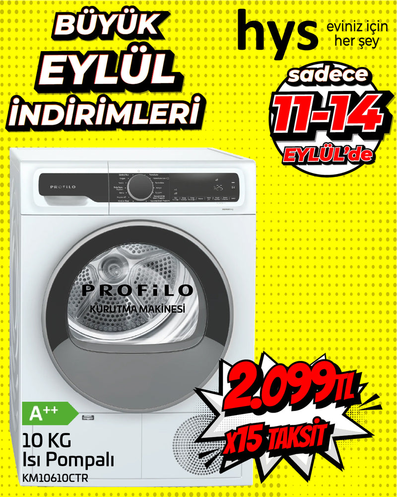 Profilo KM10610CTR 10 kg Isı Pompalı Kurutma Makinesi