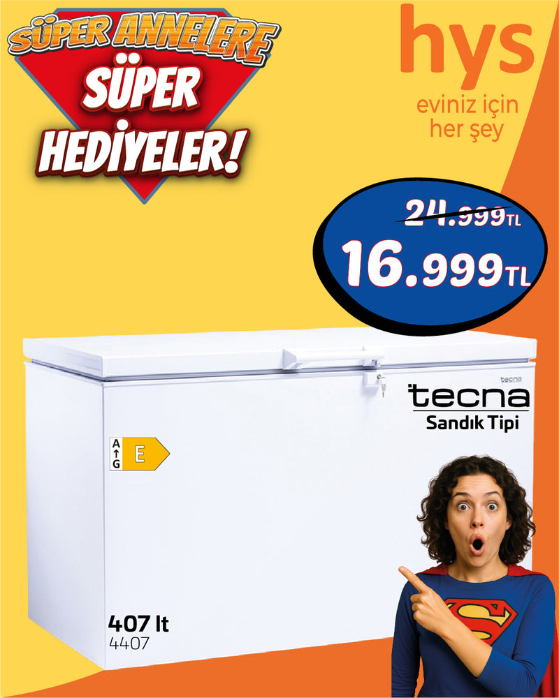 Tecna TYE 4407 Dual Sandık Tipi Yatay 407 LT Derin Dondurucu