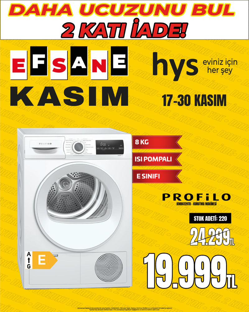 Profilo Kurutma Makinesi 8 KG - KM8612HTR