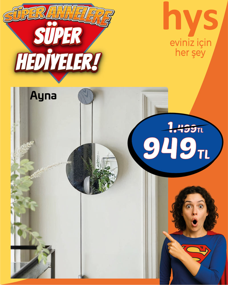Dekoratif İp Askılı Yuvarlak Duvar Aynası