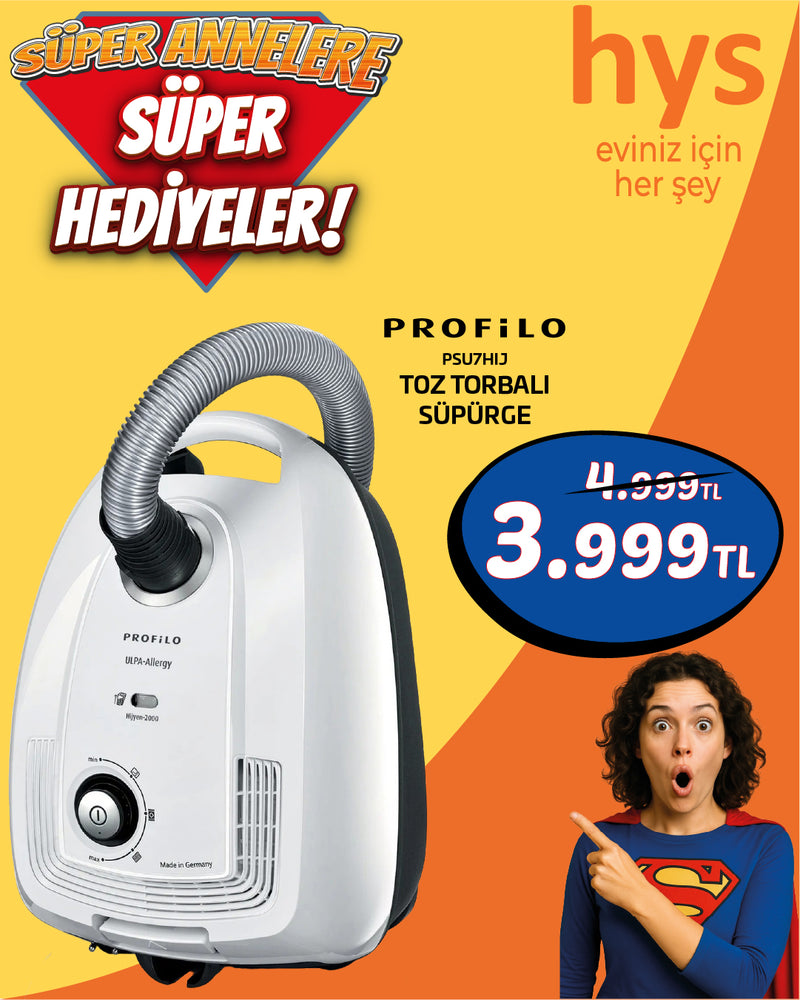 Profilo PSU7HIJ Toz Torbalı Süpürge