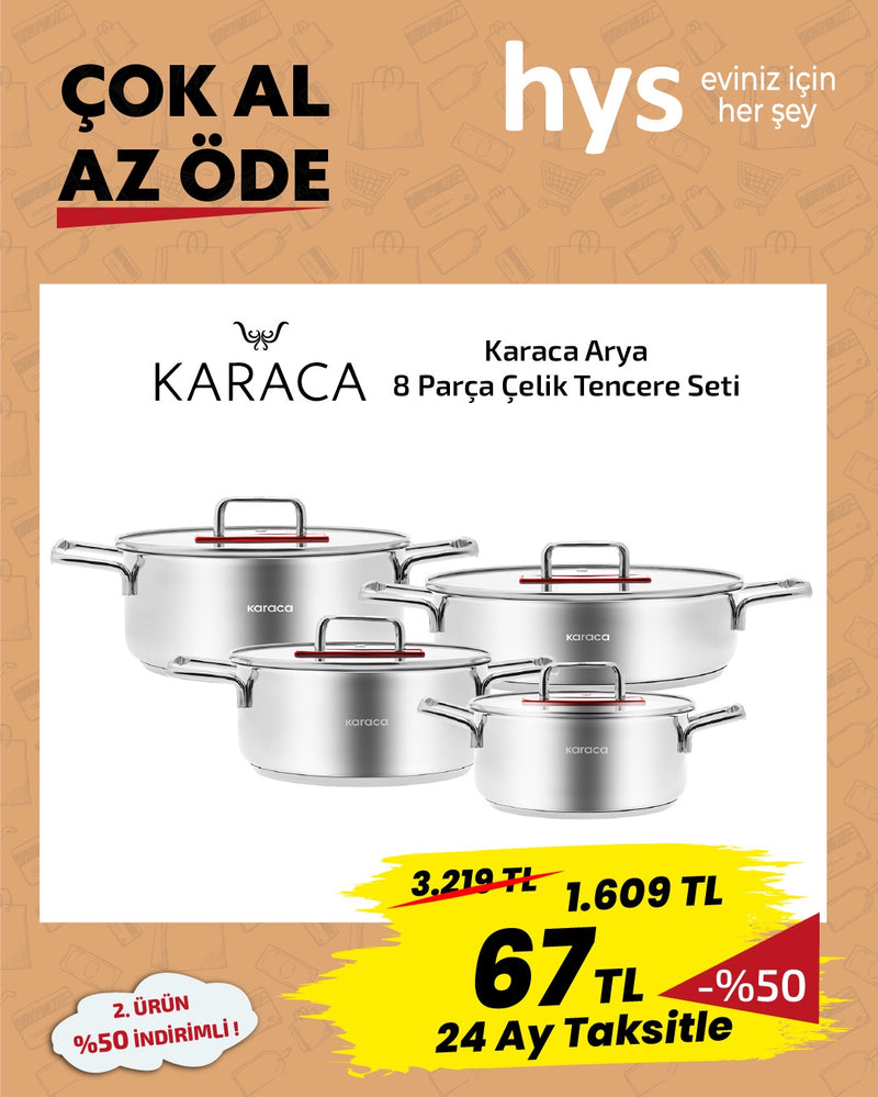 Karaca Arya 8 Parça Çelik Tencere Seti