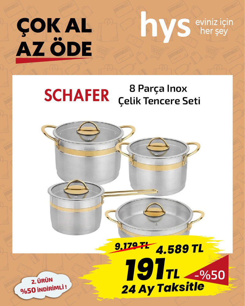 Schafer 8 Parça Inox Tencere Seti