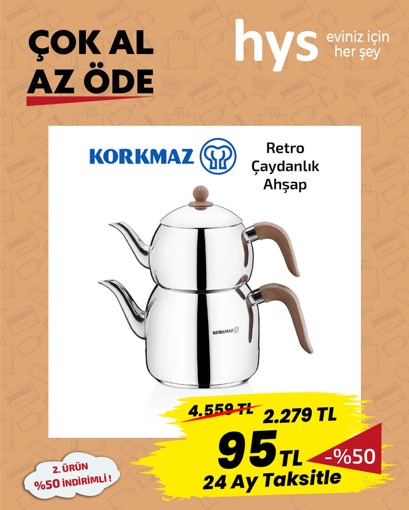 Korkmaz Retro Çaydanlık Ahşap