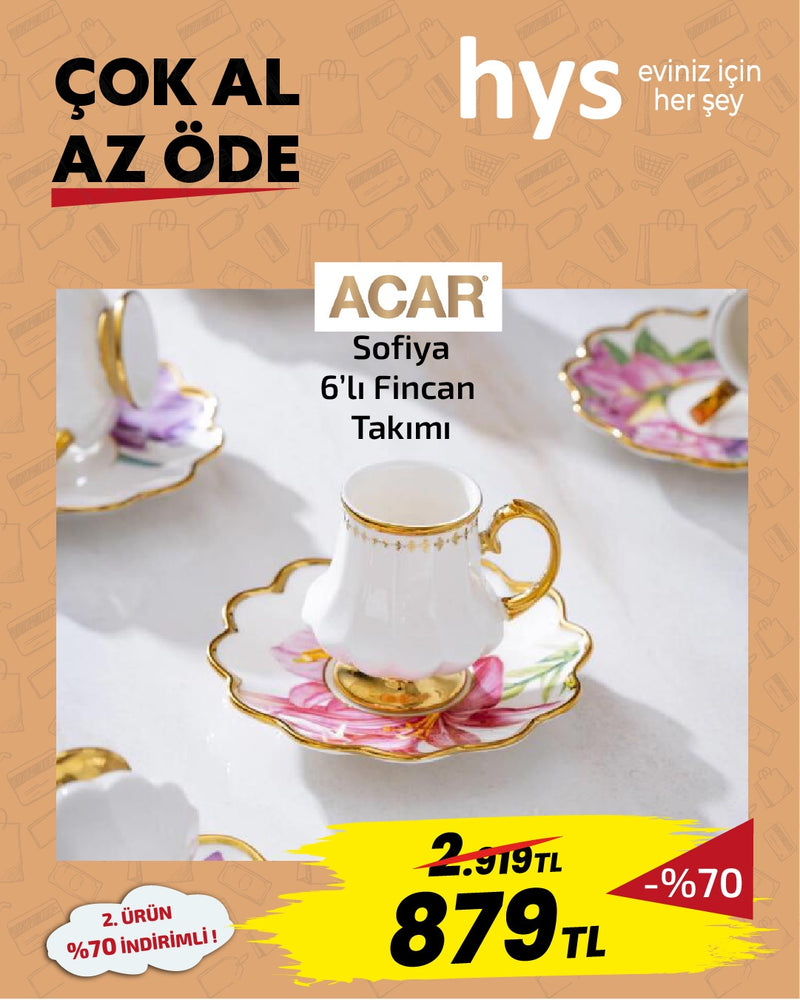 Acar Sofiya 6 lı Fincan Takımı