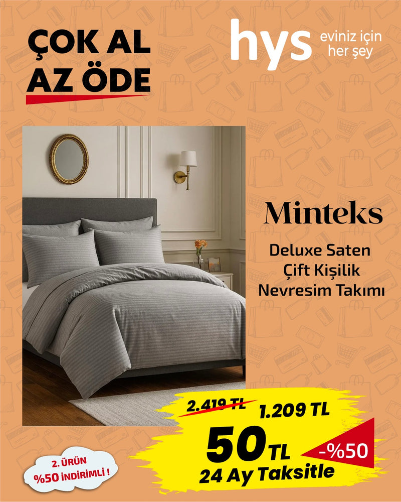 Minteks Deluxe Saten Çift Kişilik Nevresim Takımı
