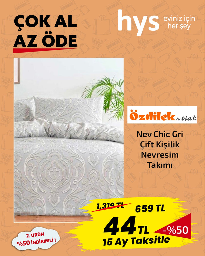 Özdilek Nev Chic Gri Çift Kişilik Nevresim Takımı