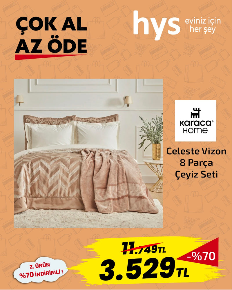 Karaca Celeste Vizon 8 Parça Çeyiz Seti