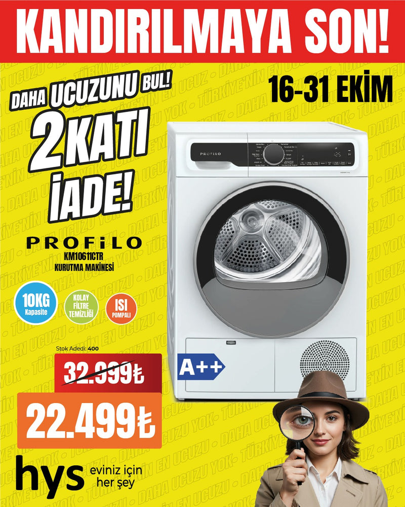 Profilo Kurutma Makinesi A++ 10Kg - KM10611CTR