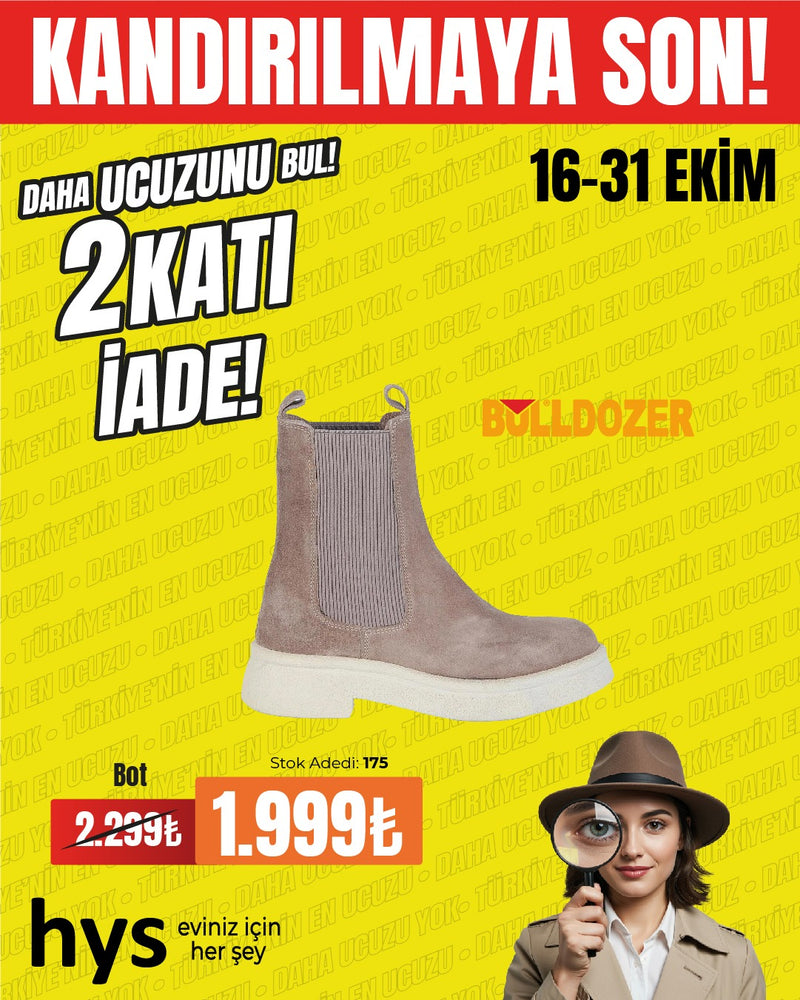 Bulldozer Kalın Taban Bayak Bot (Bej)