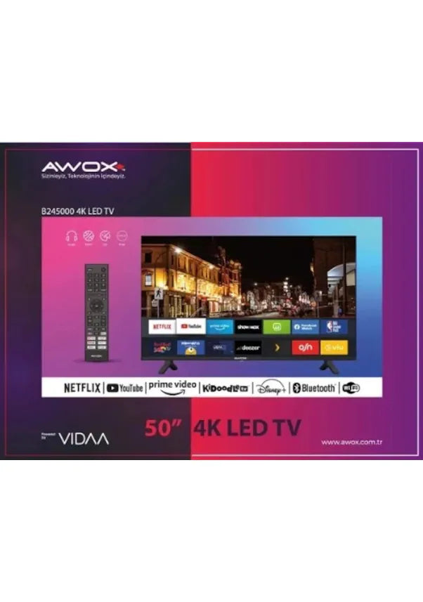 Awox B245000 50" 127 Ekran Uydu Alıcılı 4K Ultra HD Smart LED TV