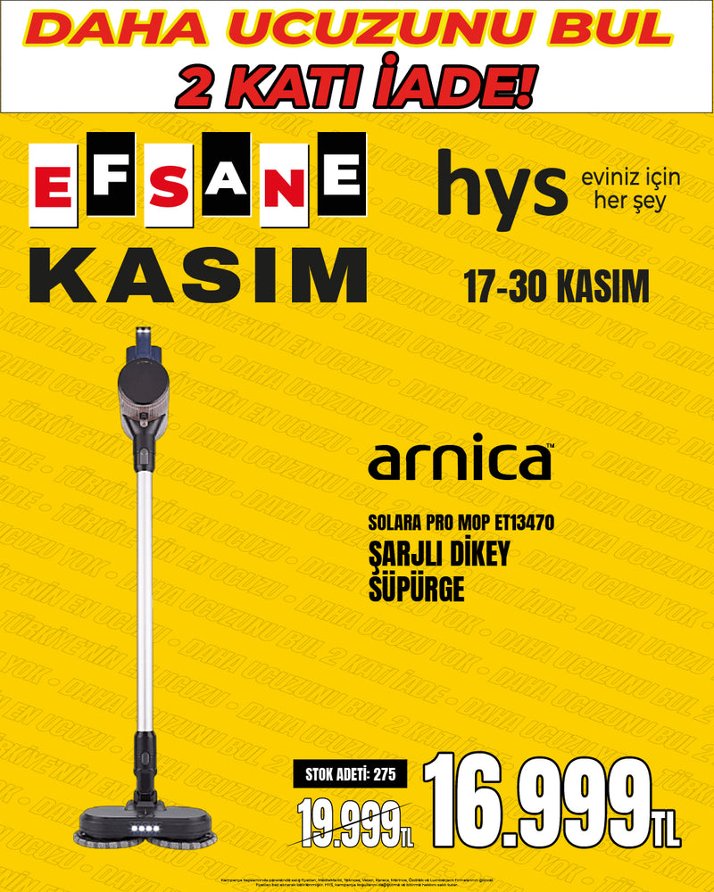 Arnica Solara Mop ET13470 Şarjlı Dikey Süpürge