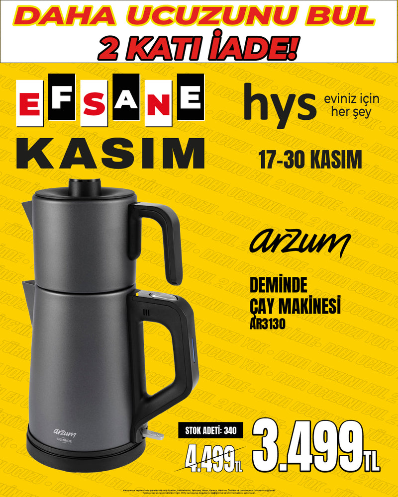 Arzum AR3130 Deminde Çay Makinesi (Mat Siyah)