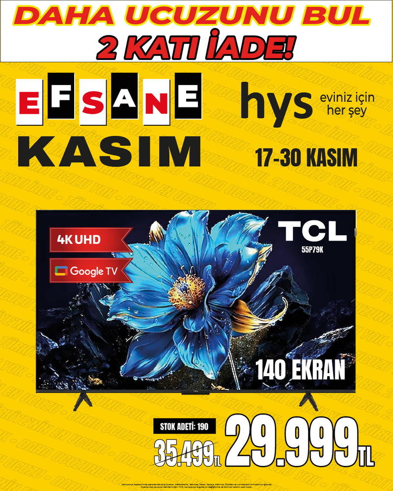 TCL 55" 140 Ekran 4K QLed Google TV - 55P79K
