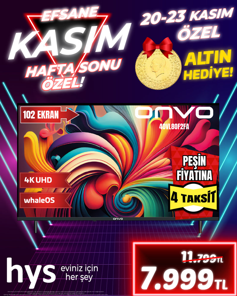 Onvo 40VL80F2FA Full HD 40'' 102 Ekran Uydu Alıcılı Smart LED TV