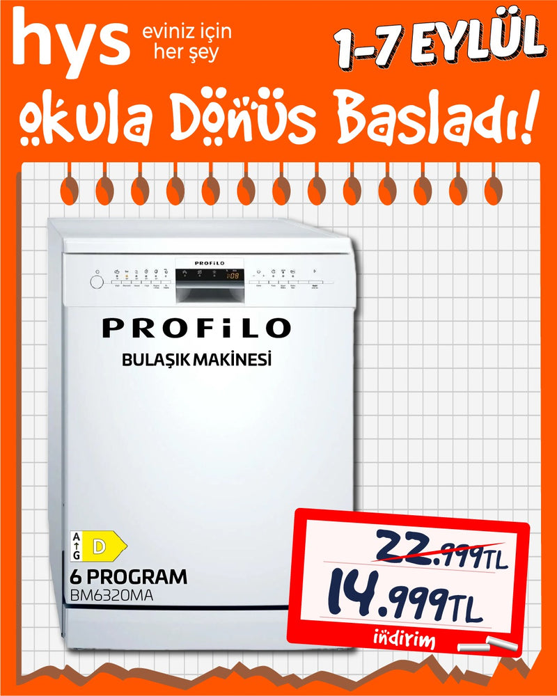 Profilo BM6320MA Solo Bulaşık Makinesi – 60 cm, Beyaz