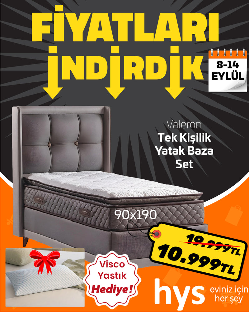 Valeron Tek Kişilik Yatak Baza Başlık Takımı