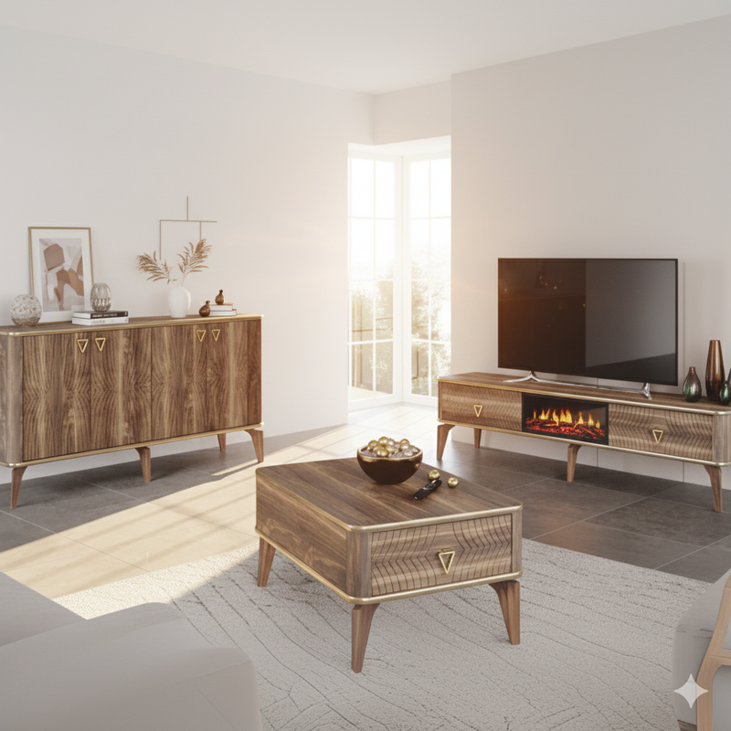 Yakut Salon Takımı Modern (Konsol-Orta Sehpa-TV Ünitesi)