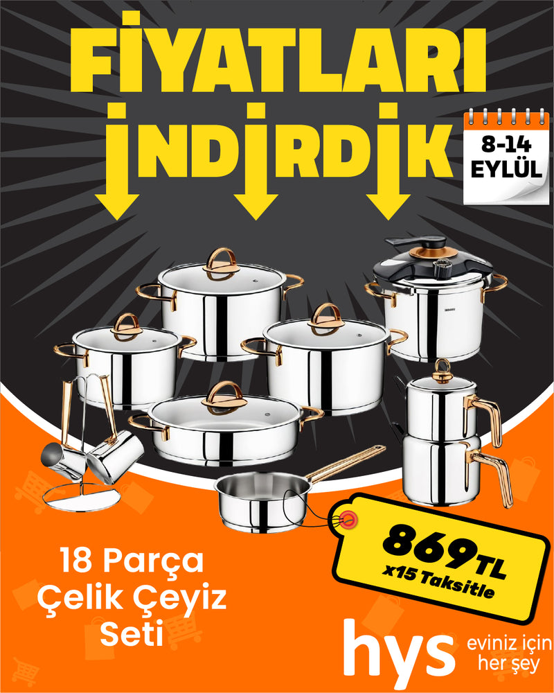 Oms 1087 18 Parça Çelik Çeyiz Seti