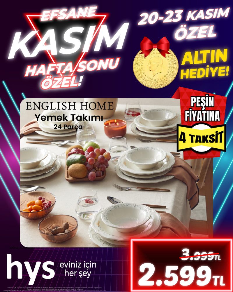English Home 24 Parça 6 Kişilik Porselen Yemek Takımı