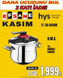 O.M.S. Güvenli Kilitli Paslanmaz Çelik 7 Litre Düdüklü Tencere