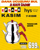 AKDENİZ Klasik Model Kırmızı Kulplu Paslanmaz Çelik Çaydanlık Takımı