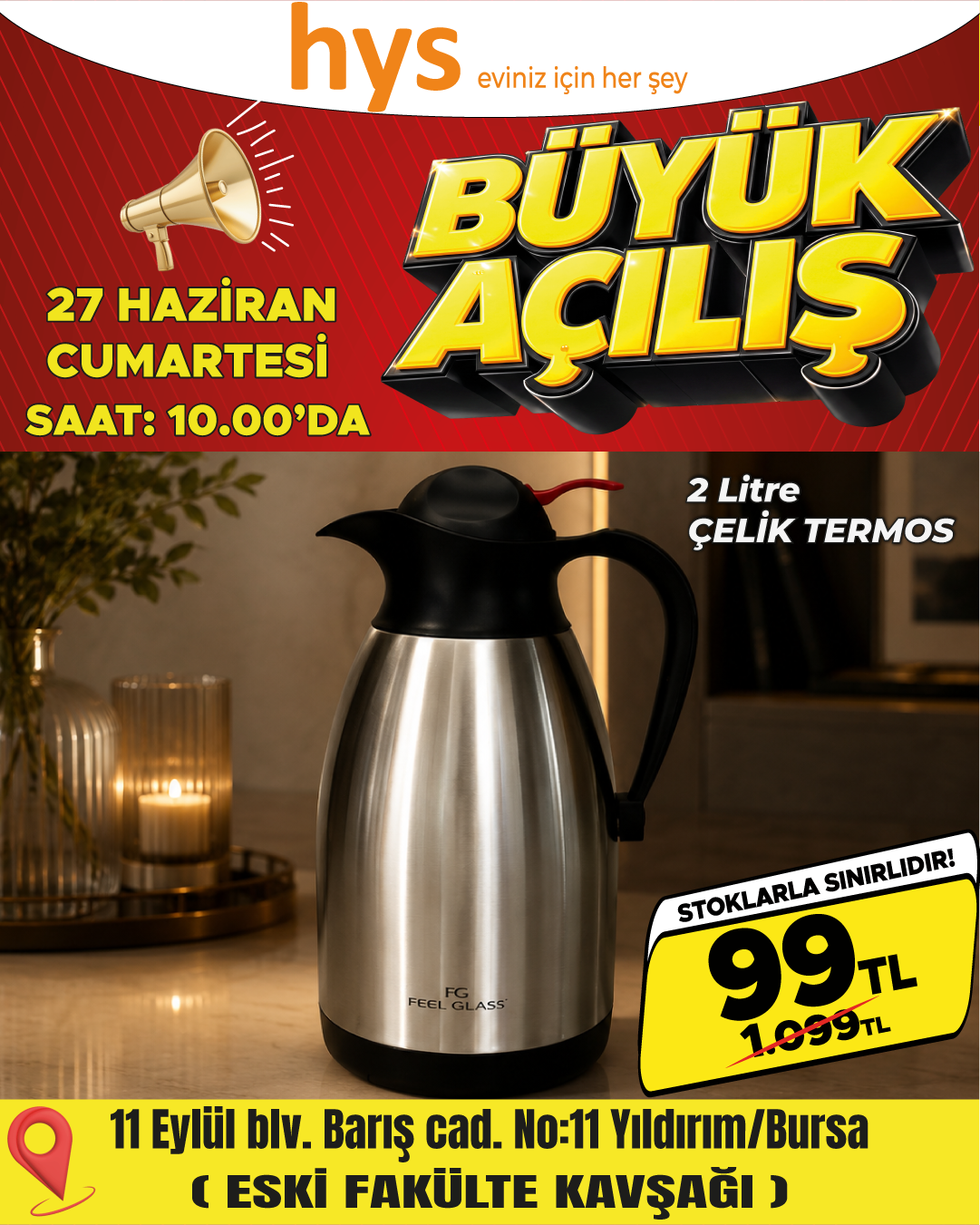 2 Litre Çelik Termos