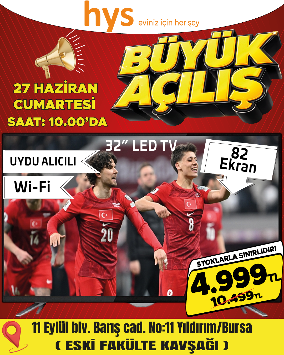 32 İnç LED TV Uydu Alıcılı Wi-Fi