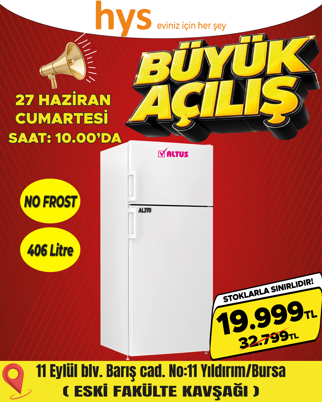 Altus AL370 406 Litre No Frost Buzdolabı
