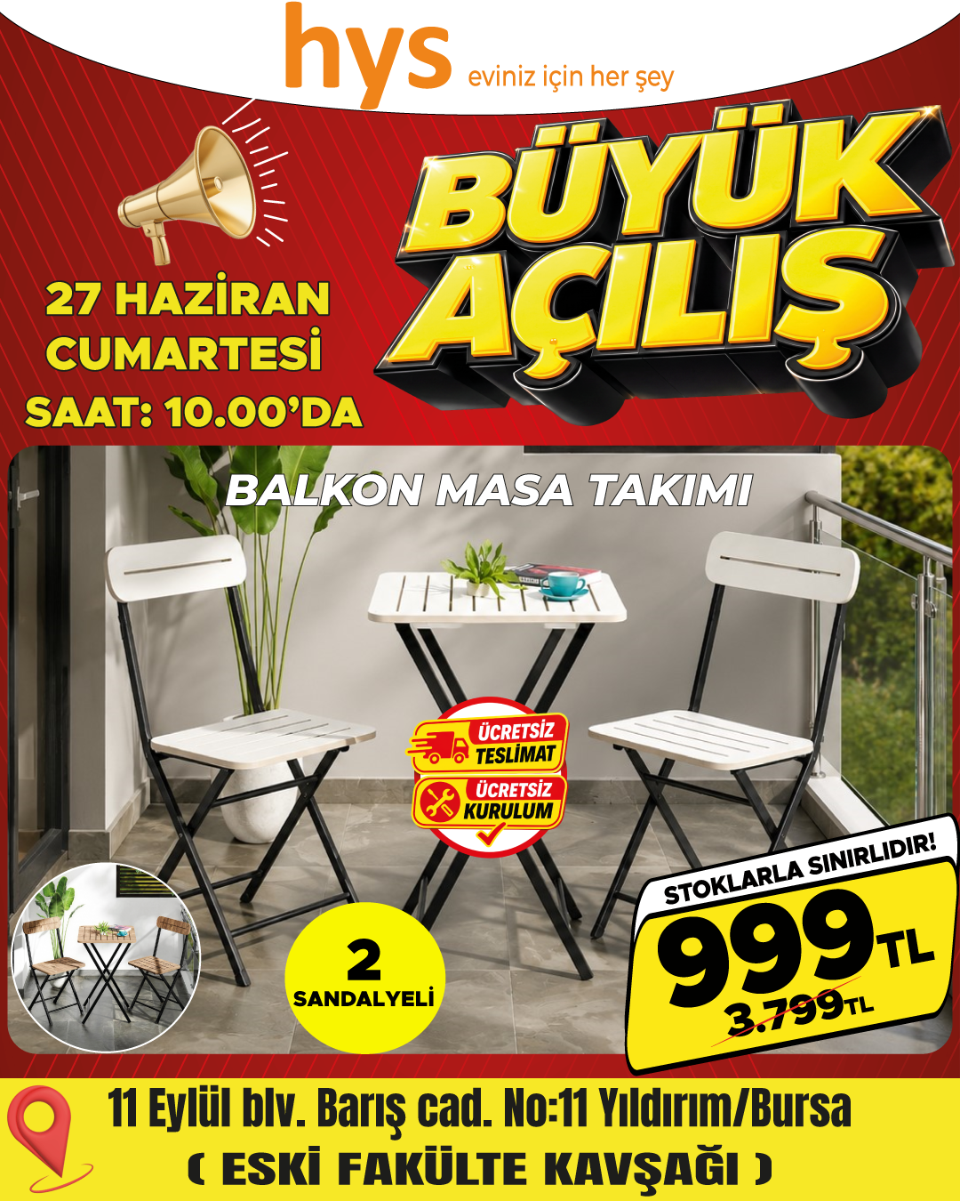 Balkon Masa Takımı Ürün ana görseli