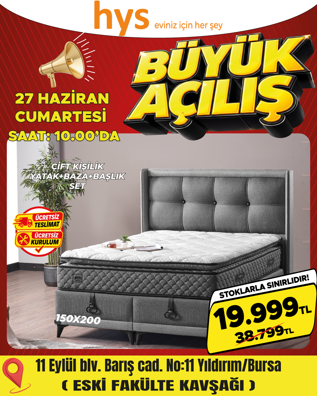 Çift Kişilik Yatak Baza Başlık Set 150x200 2 Ürün ana görseli