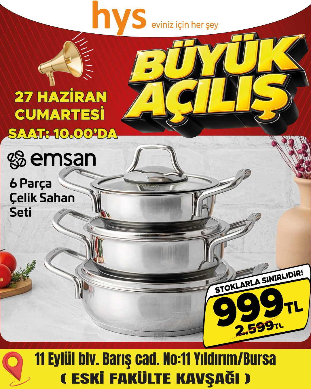 Emsan 6 Parça Çelik Sahan Seti Ürün ana görseli