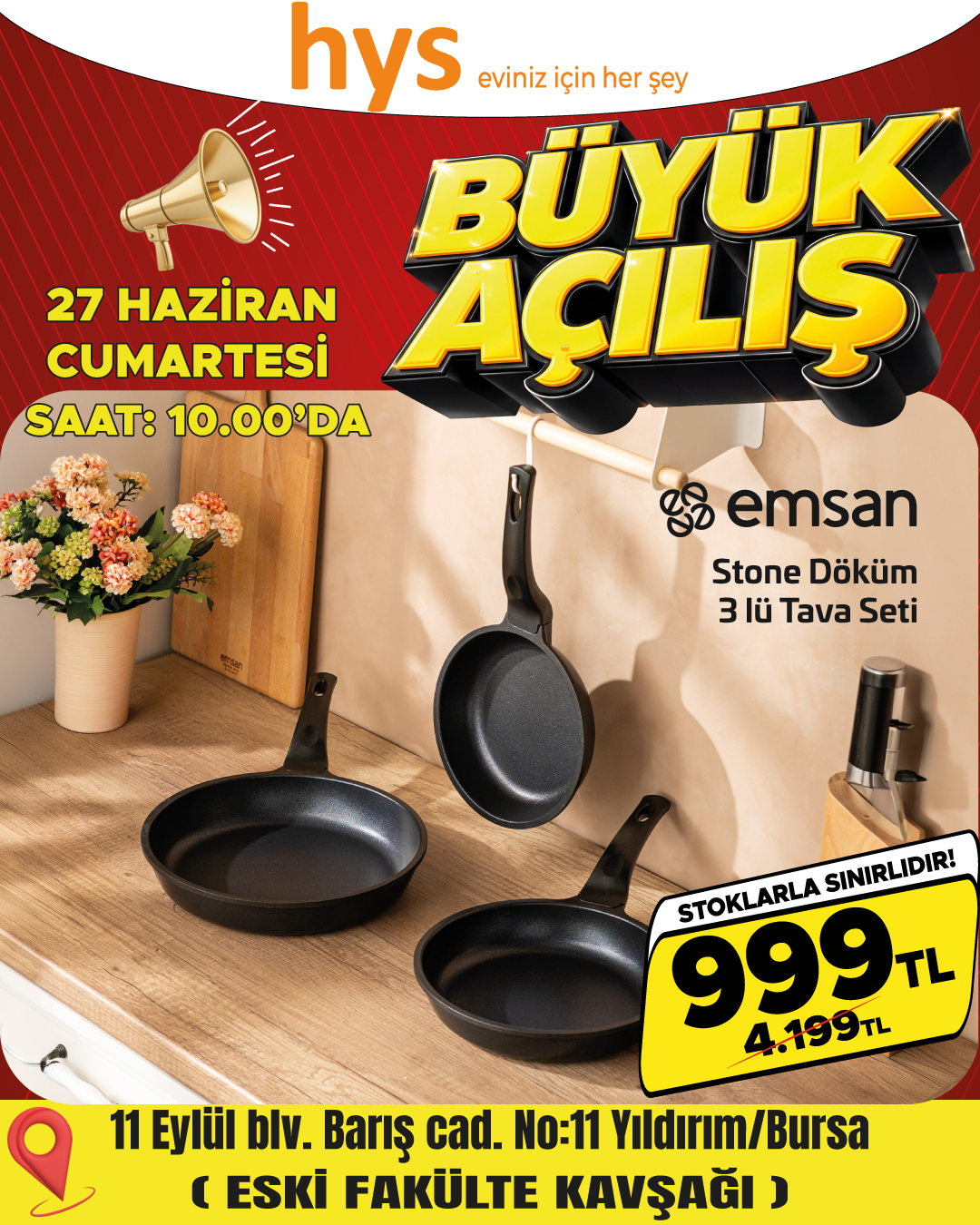 Emsan Stone Döküm 3'lü Tava Seti