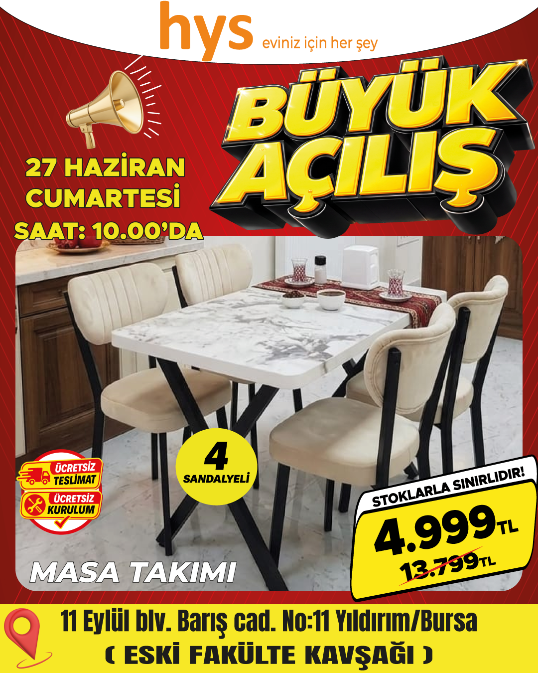 Masa Takımı 4 Sandalyeli