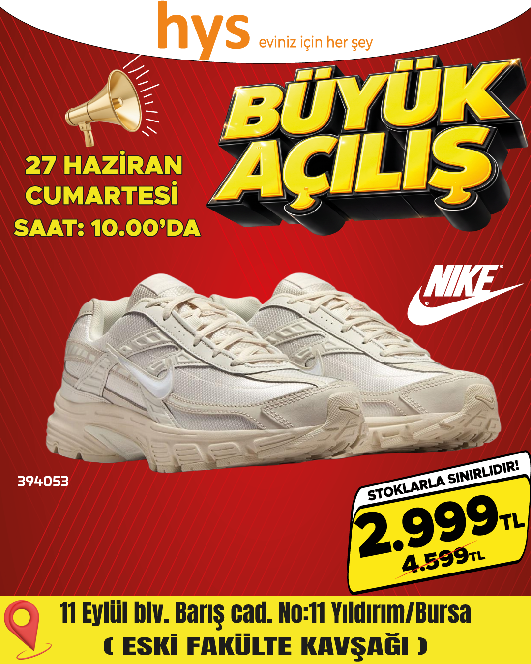 Nike Bej Spor Ayakkabı Ürün ana görseli