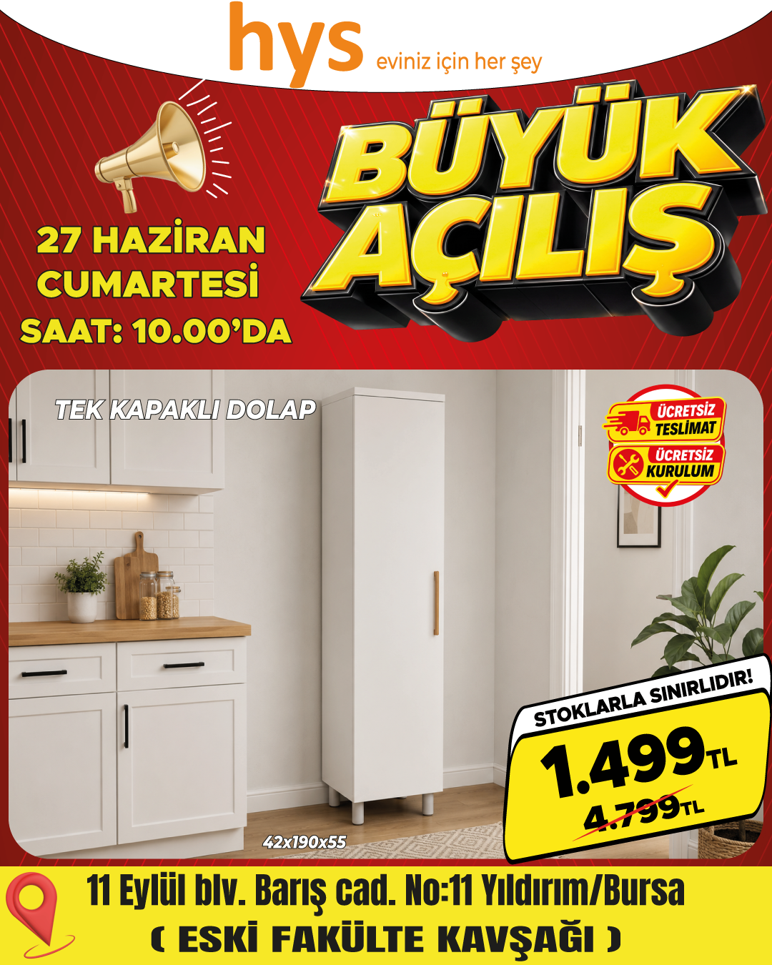 Tek Kapaklı Dolap Ürün ana görseli