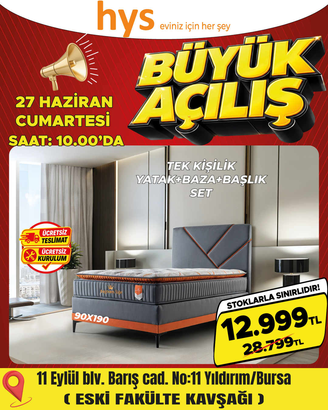 Tek Kişilik Yatak Baza Başlık Set 90x190 Ürün ana görseli