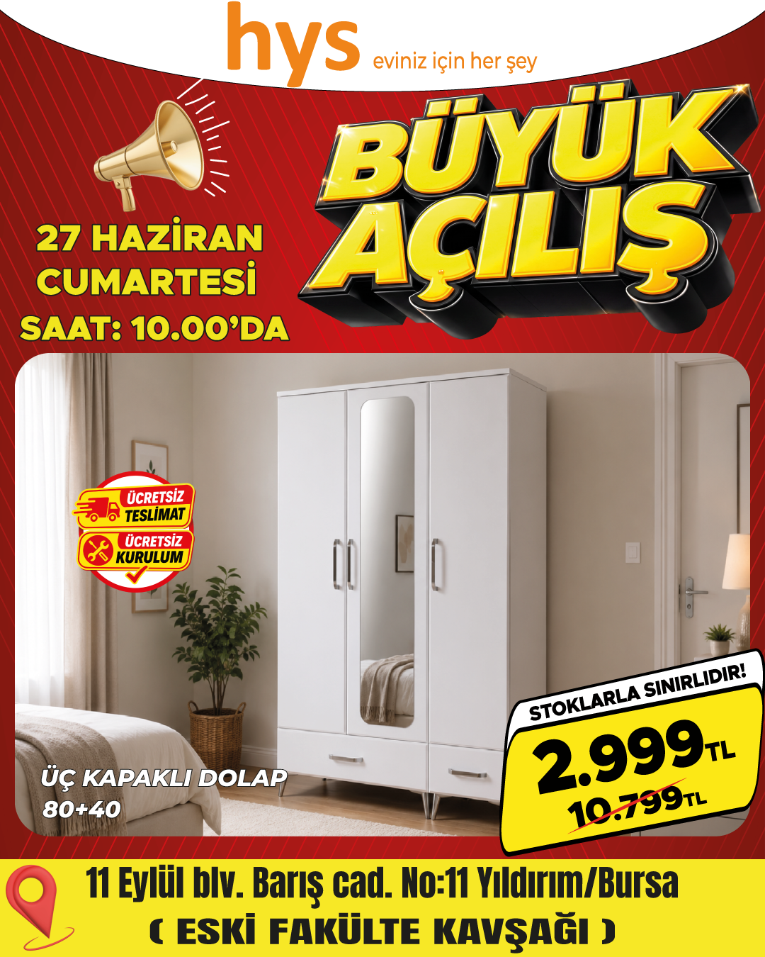 Üç Kapaklı Dolap 3 Ürün ana görseli