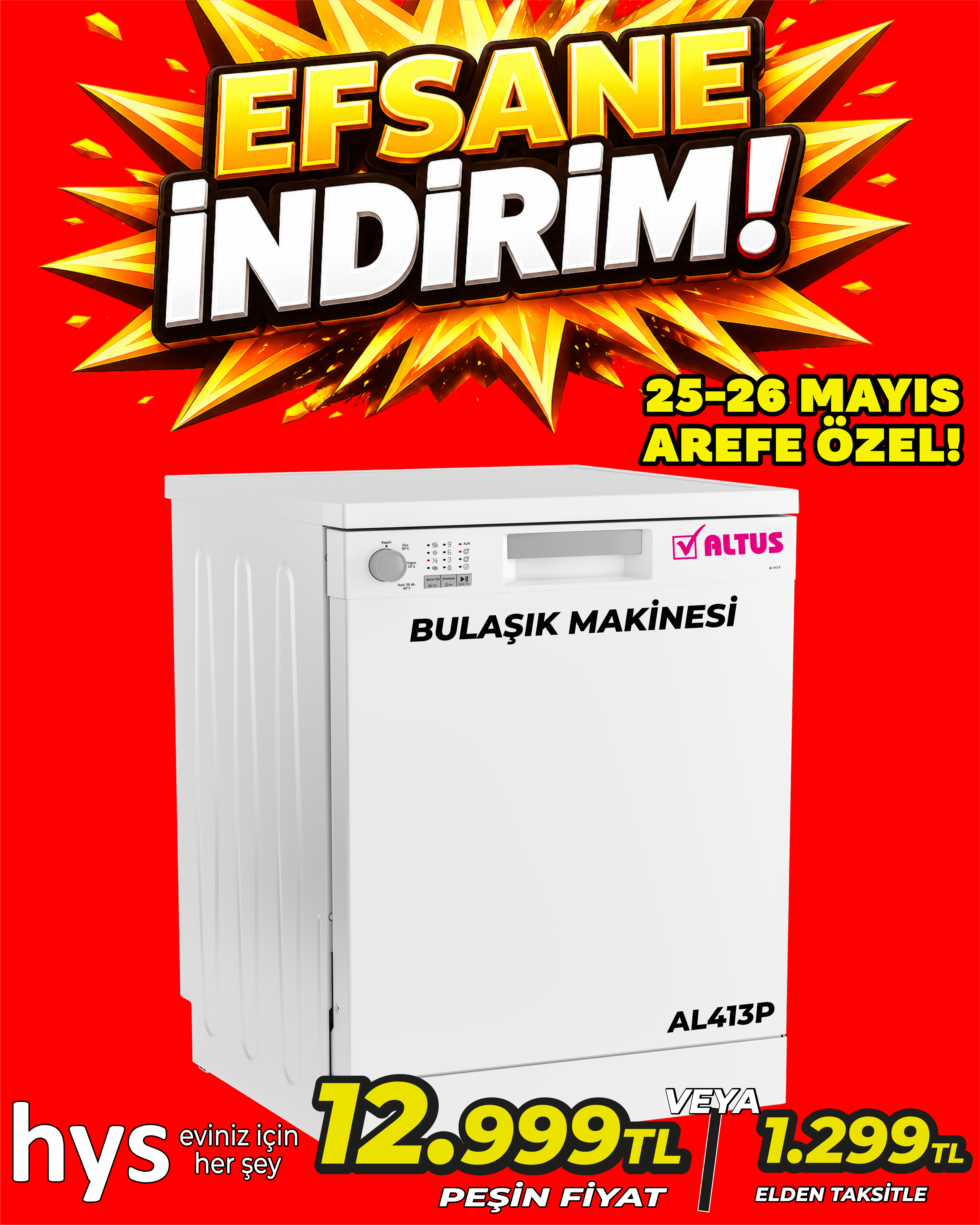 Altus Bulaşık Makinesi AL413P Ürün ana görseli