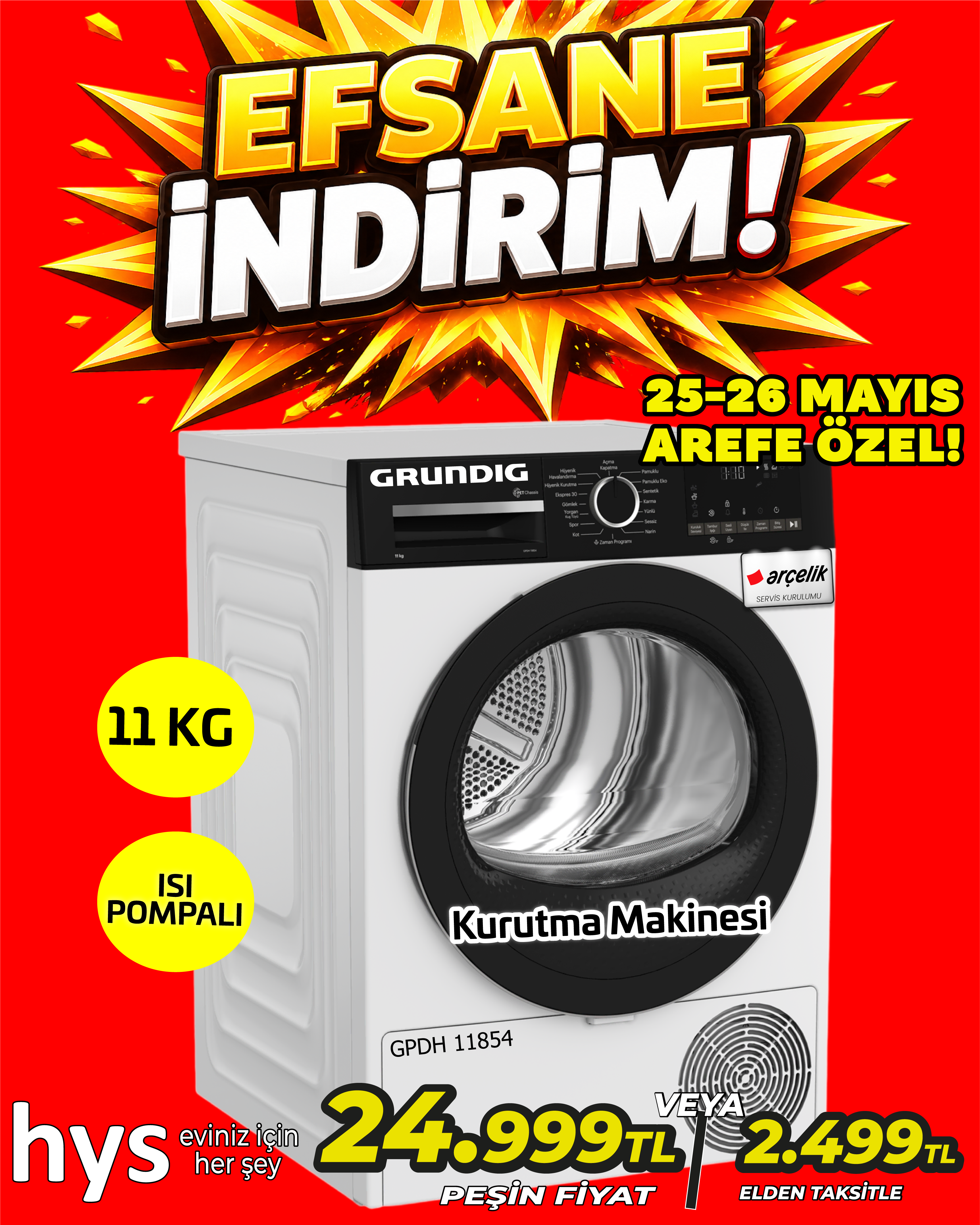 Grundig 11 Kg Kurutma Makinesi Ürün ana görseli