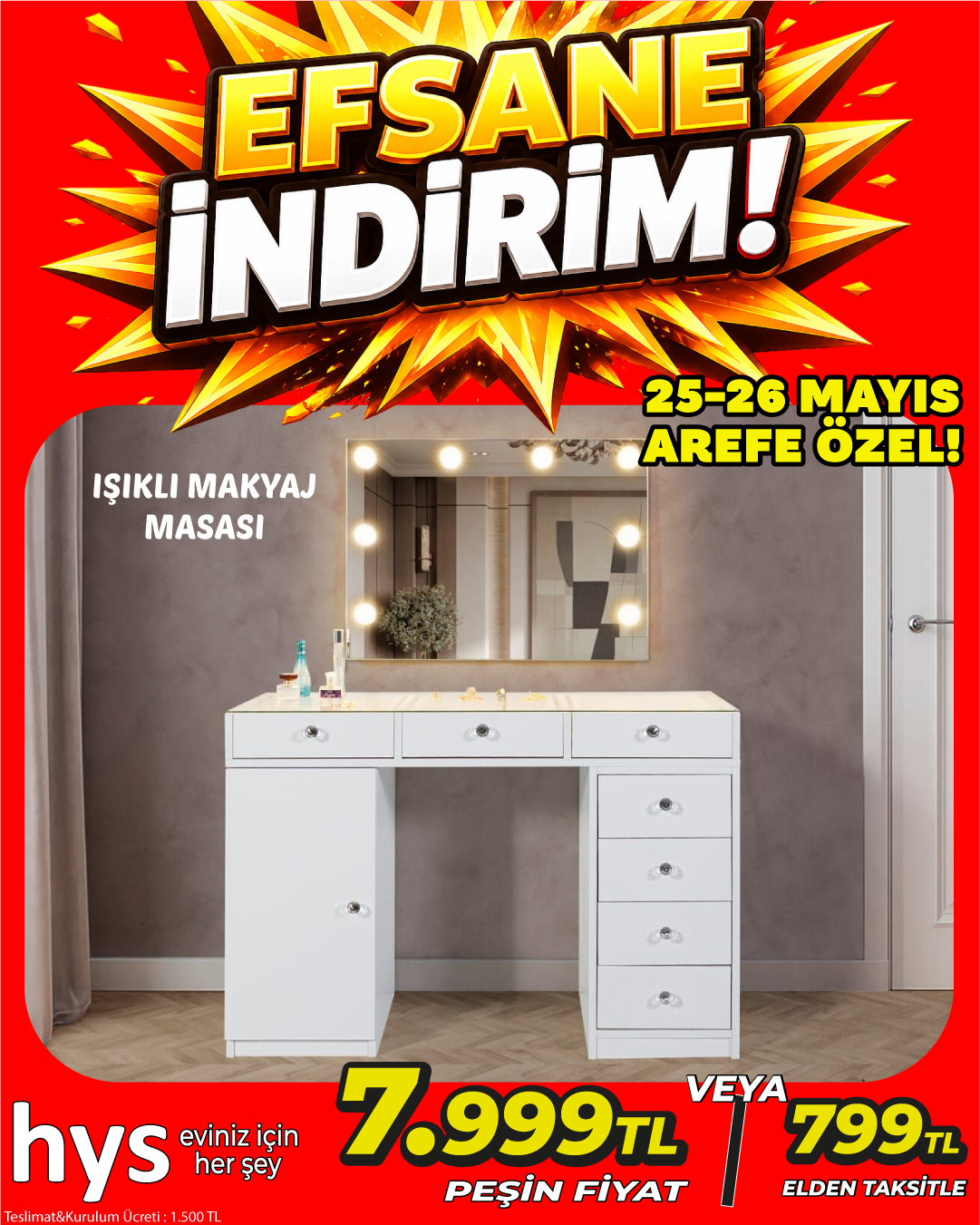 Işıklı Makyaj Masası Ürün ana görseli