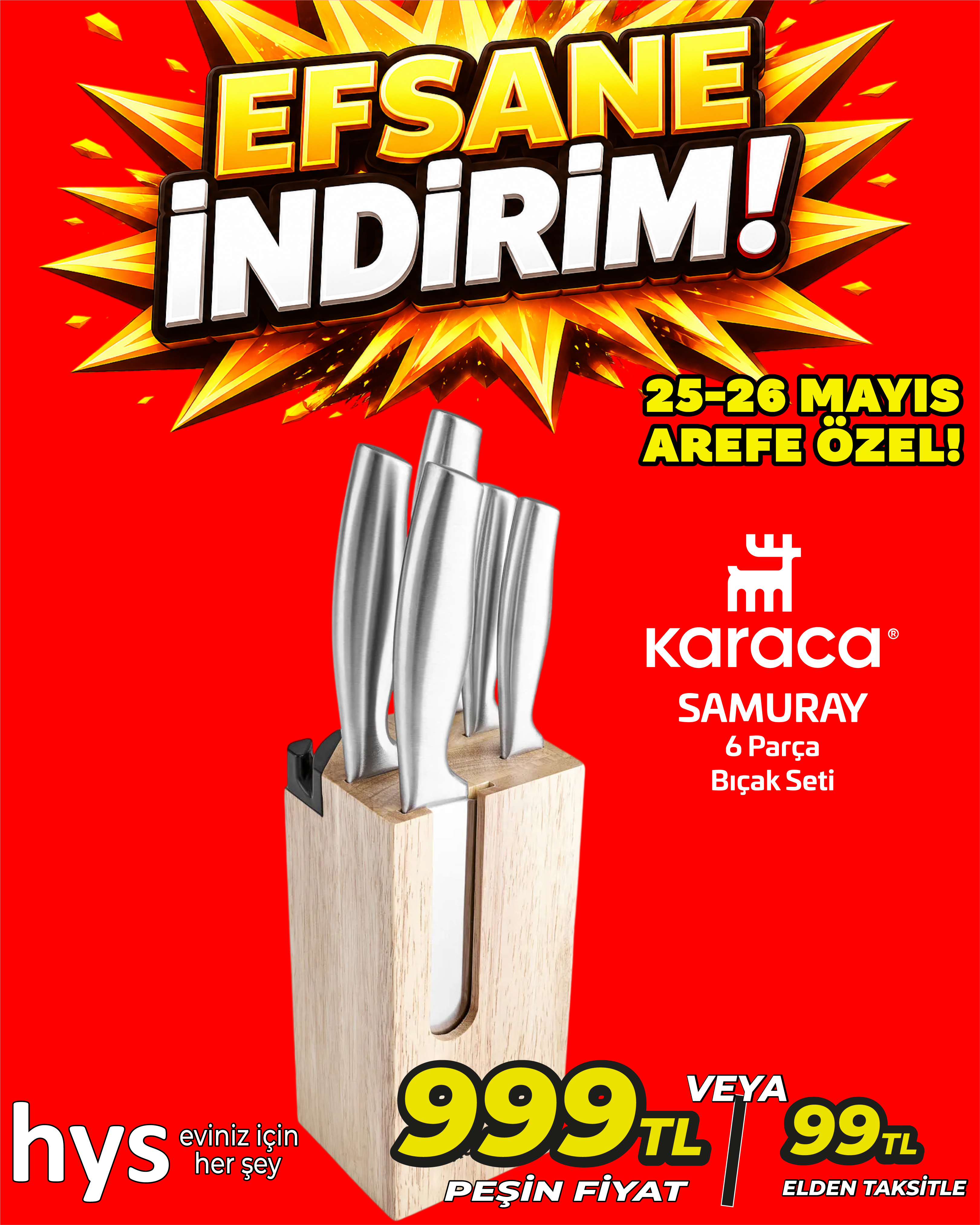 Karaca Samuray 6 Parça Bıçak Seti
