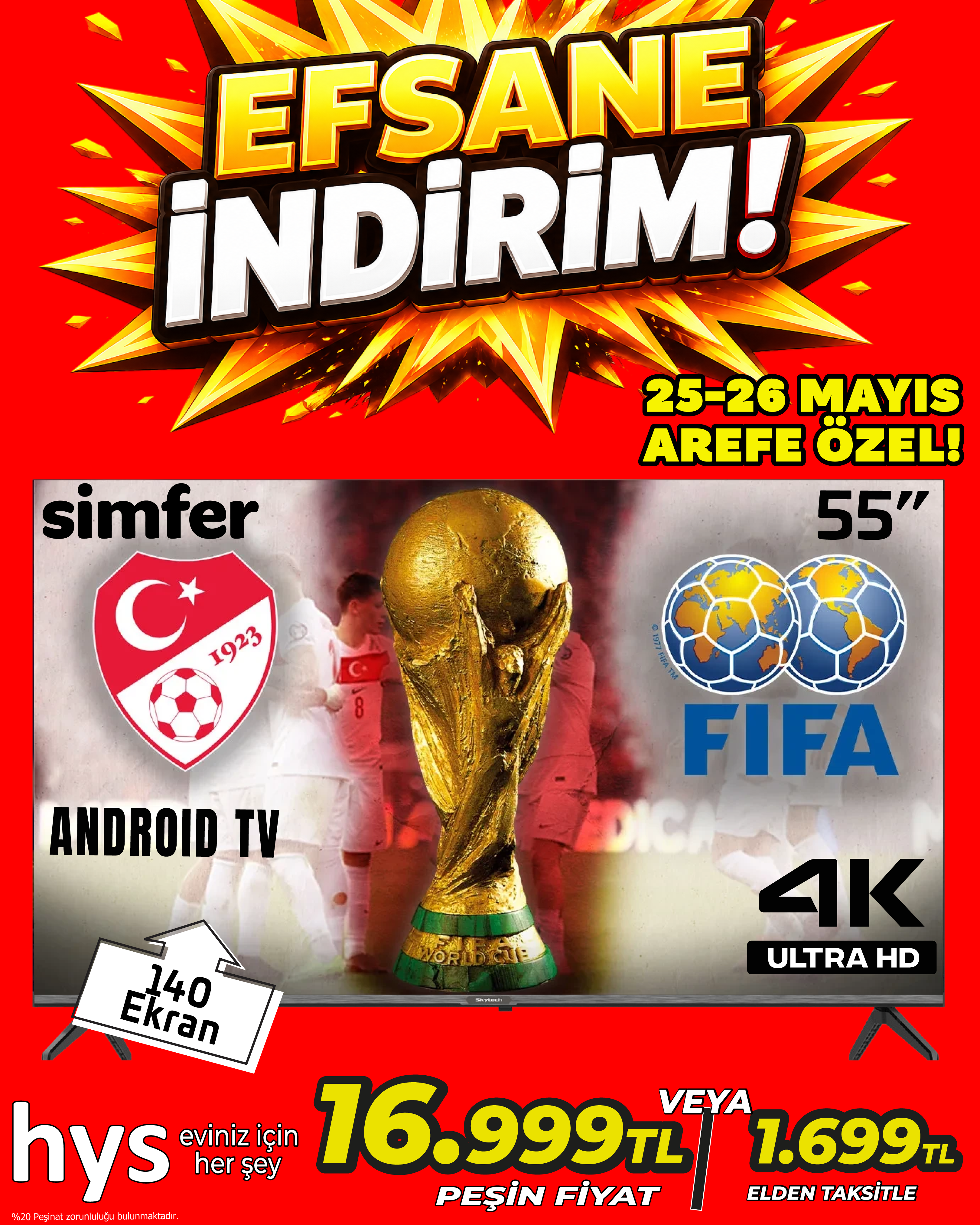 Simfer 55 İnç Android TV Ürün ana görseli