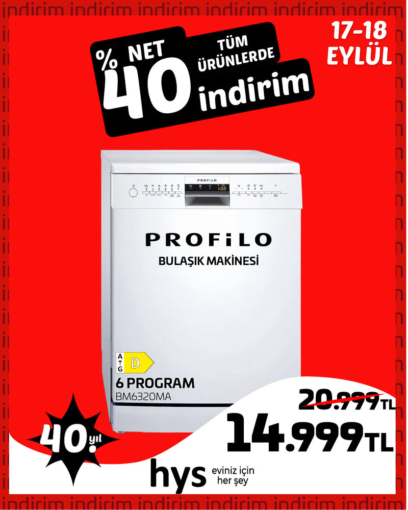 Profilo BM6320MA Solo Bulaşık Makinesi – 60 cm, Beyaz