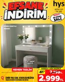 We Nefes Aynalı Makyaj Masası + Modena Puf