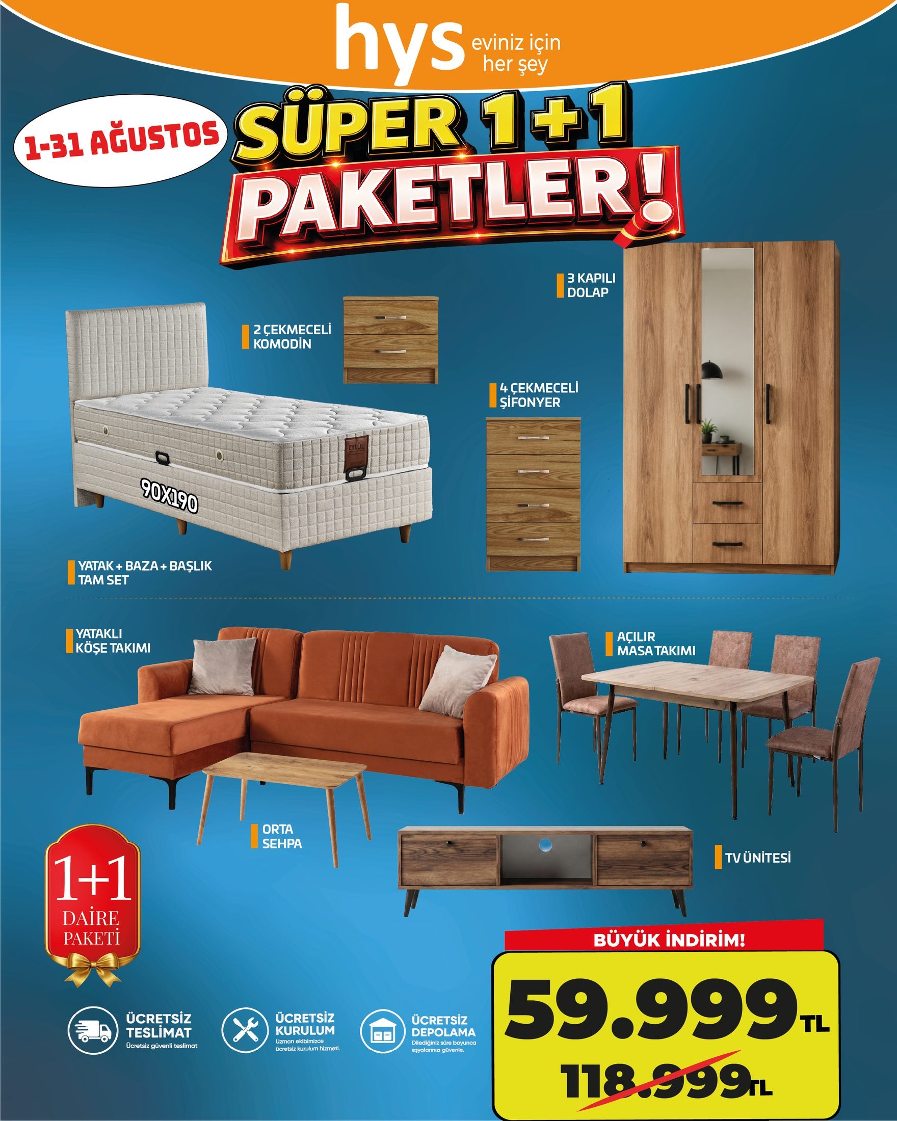 1+1 Daire Paketi 90x190