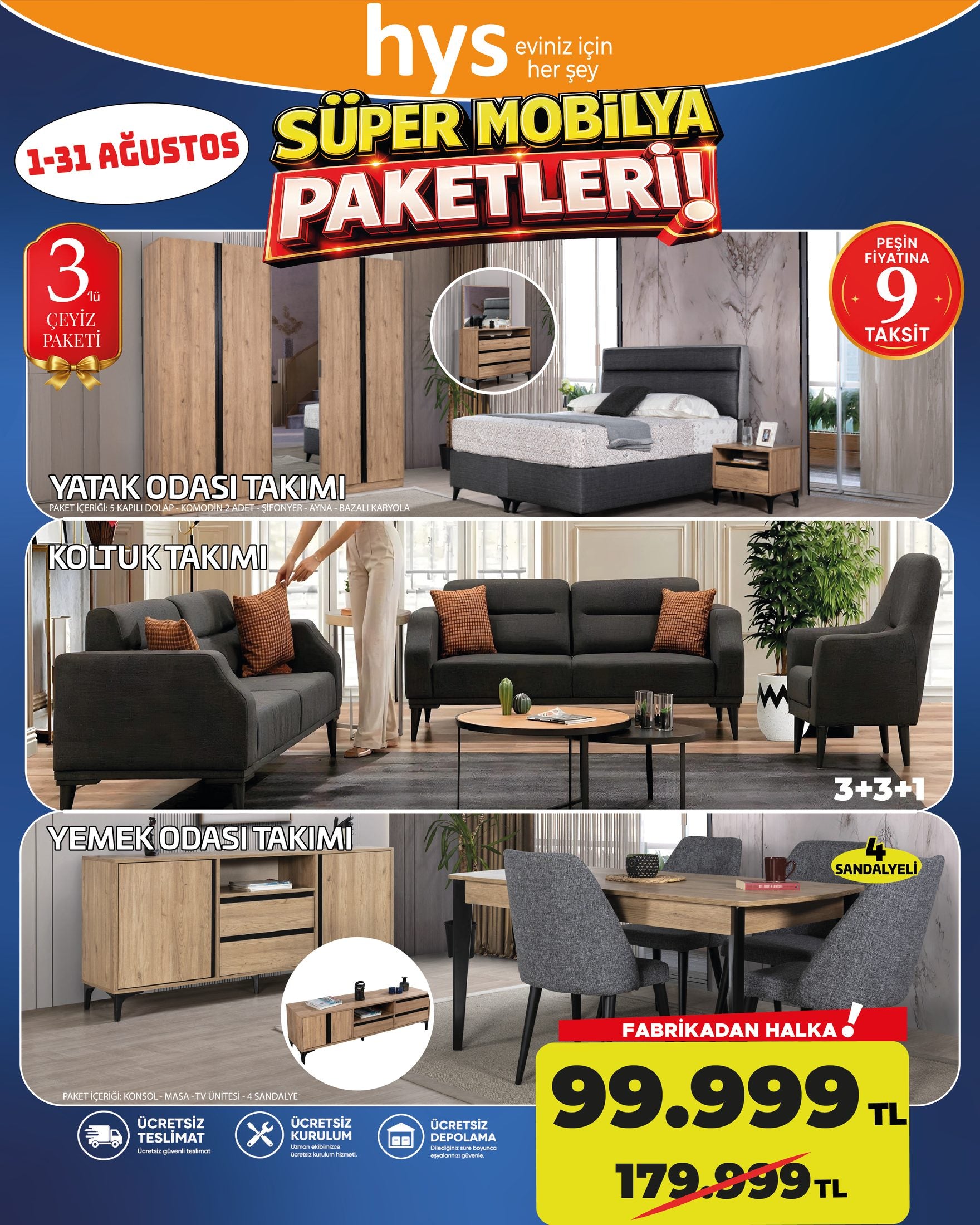 3'lü Çeyiz Paketi Antrasit