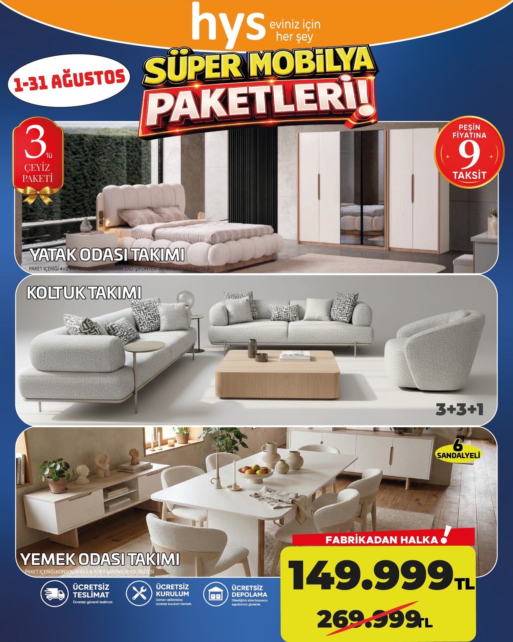 3'lü Çeyiz Paketi Beyaz Ürün ana görseli