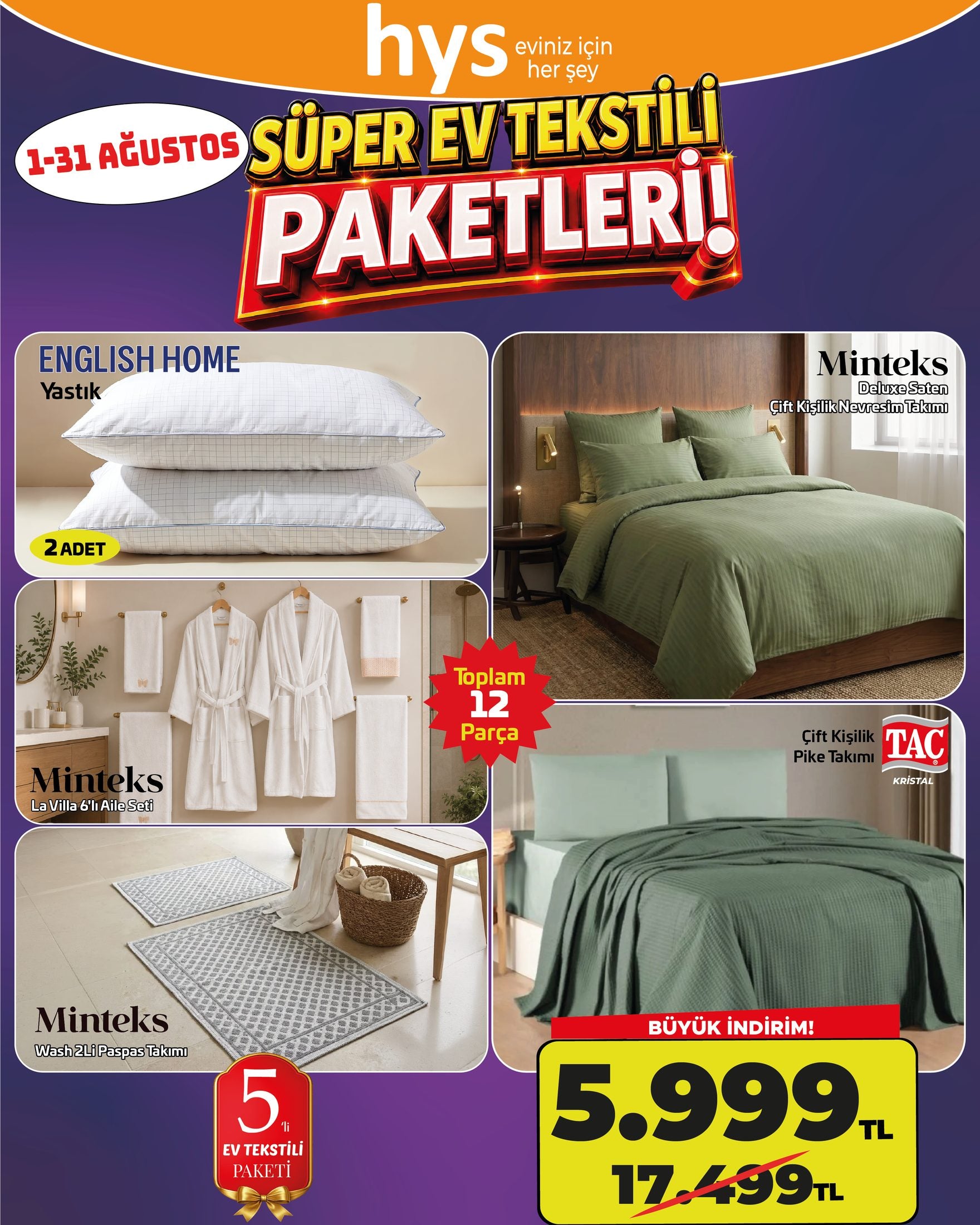 5'li Ev Tekstili Paketi Yeşil