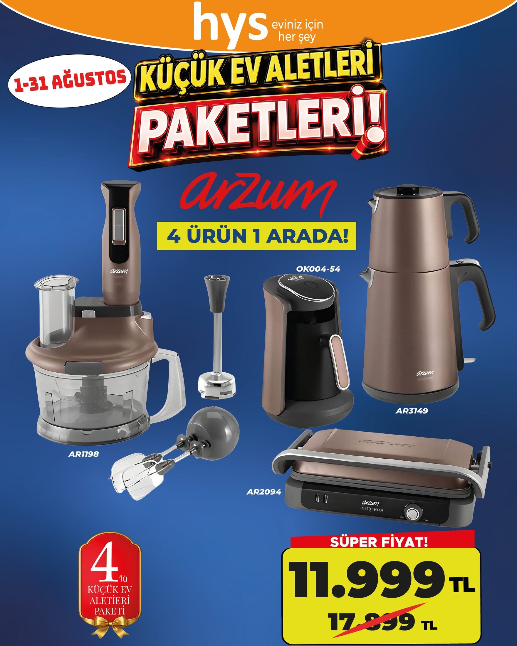 Arzum 4'lü Küçük Ev Aletleri Paketi Ürün ana görseli